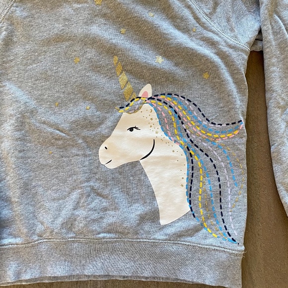 Hanna Andersson Unicorn Sweatshirt Gray Siz3 10 -e - Picture 2 of 6